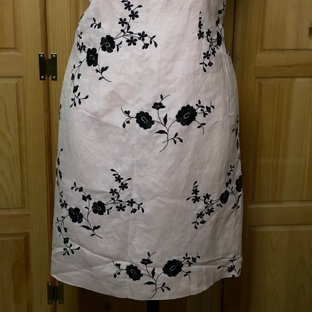 Vintage Romantic Floral Embroidered Coquette Pastel Dusty Pink Soft Midi Dress - Picture 5 of 13